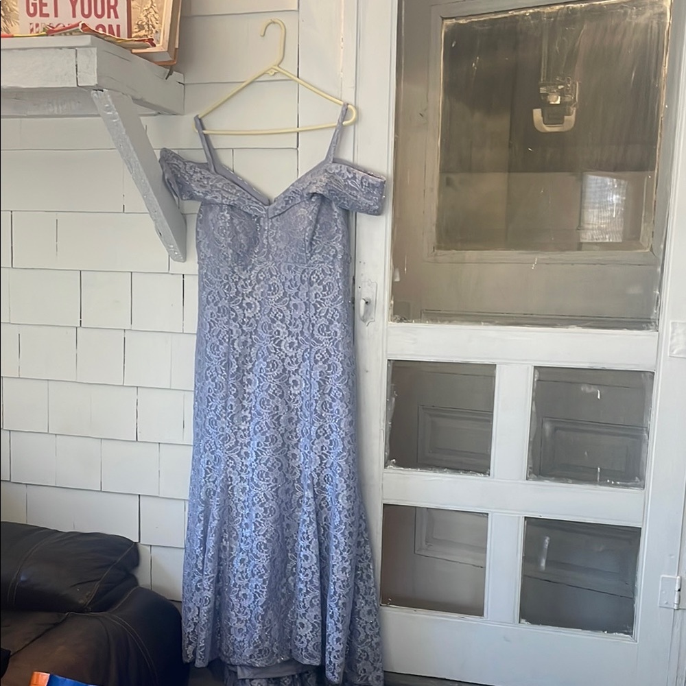 Telfar Blue Off-Shoulder Sleeveless Maxi Dress
